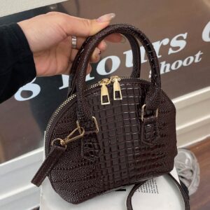 Classic Versatile Fashion Crocodile Pattern Tote Bag, Women's Crossbody Bag Shoulder Bag, Simple Leather Handbag Messenger Bags, Dome Top Handle Satchel With Adjustable Shoulder Strap Purse Commuting Briefcase Crossbody Bag , Old Money - Multicolor